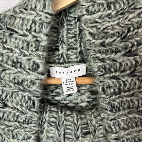 Topshop Green & Gray Knit Funnel Neck Drop Shoulder Oversized Sweater 8 - Picture 5 of 6